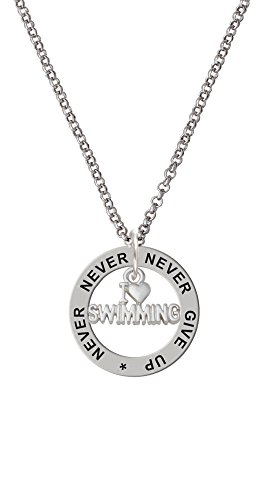 【中古】【未使用・未開封品】I Heart水泳???Never Give Up Affirmationリングネックレス