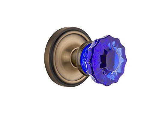 【中古】【未当て嵌める・未開封品】Nostalgic Warehouse 720157 古典派音楽なガラスドアノブ アンティークの金管楽器製 ロゼット パッサルヴィア 結晶 青緑色 MORTISE 2.25 726050