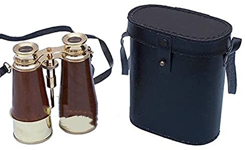 【中古】【未使用・未開封品】NAUTICALMART Captain 's真鍮と木材双眼鏡withレザーケース6?\