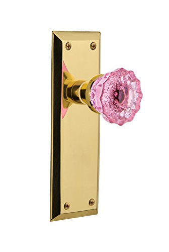 【中古】【未使用・未開封品】新しいYorkドアセットwith Colored Flutedクリスタルガラスノブ Privacy - 2.75 724762 1