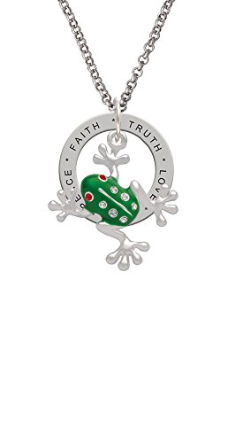 【中古】【未使用・未開封品】グリーンフロッグ クリスタル付き - Love Hope Faith Affirmation リングネックレス