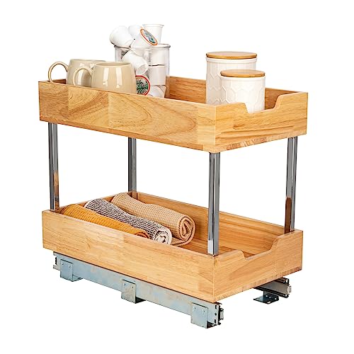 【中古】【未使用・未開封品】Household Essentials GLIDEZ 木製2段スライドキャビネットオーガナイザー 幅11.5インチ