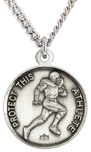 【中古】【未当て嵌める・未開封品】HeartlandメンズスターリングシルバーラウンドSaint Sebastian Football Medal + USA Made +チェーン店Choice