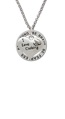 【中古】【未当て嵌める・未開封品】Silvertone I love Cookingハート形の料理人のかぶり笠???Be Strong Brave Fearless Affirmation輪っか首飾り