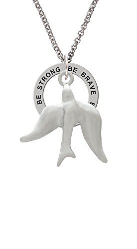 【中古】【未当て嵌める・未開封品】Silvertone 3?- D Dove???Be Strong Brave Fearless Affirmation輪っか首飾り