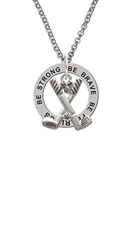 【中古】【未使用・未開封品】Silvertone Golf Clubs withゴルフボール???Be Strong Brave Fearless Affirmationリングネックレス|AJIMURA-SHOP