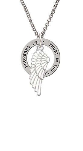 【中古】【未使用・未開封品】大きなホワイトエナメル天使の羽 - Proverbs 3:5 Affirmation リングネックレス｜AJIMURA-SHOP