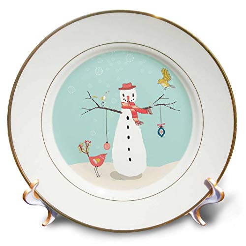【中古】【未使用・未開封品】(20cm Porcelain Plate) - 3dRose Uta Naumann Watercolour Illustration - Funny Snowman with Birds in Snow - 20cm Porcelain Plate｜AJIMURA-SHOP