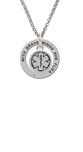 【中古】【未使用・未開封品】Silvertone Round EMT Star of Life???Brave Wings Affirmationリングネックレス｜AJIMURA-SHOP