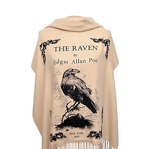 【中古】【未使用・未開封品】The Raven by Edgar Allan Poe ショール スカーフ ラップ, ベージュ, 72\