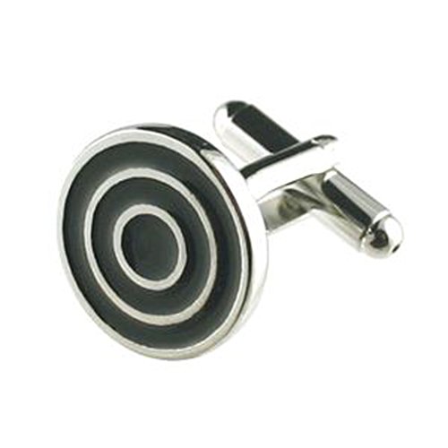 【中古】【未使用・未開封品】カフスボタン ペア 円形 エナメル ブラック カスタマイズ可