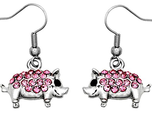 【中古】【未当て嵌める・未開封品】DianalブティックシルバートーンピンククリスタルPig Piggy Pigletイヤリングギフトボックス版