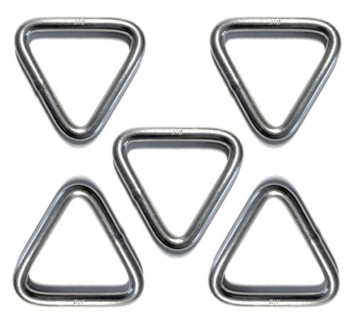 【中古】【未使用・未開封品】5ピース ステンレススチール 316 トライアングルリング 溶接 1/4インチ x 1 5/8インチ (6mm x 40mm) マリングレードループ