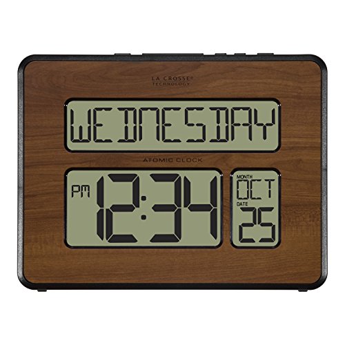 【中古】【未使用・未開封品】La Crosse Technology 513-1419-WA-INT Atomic 大型フルデジタルカレンダー時計 長さ9.84インチ x 幅1.14インチ x 高さ7.48インチ ウォールナッ