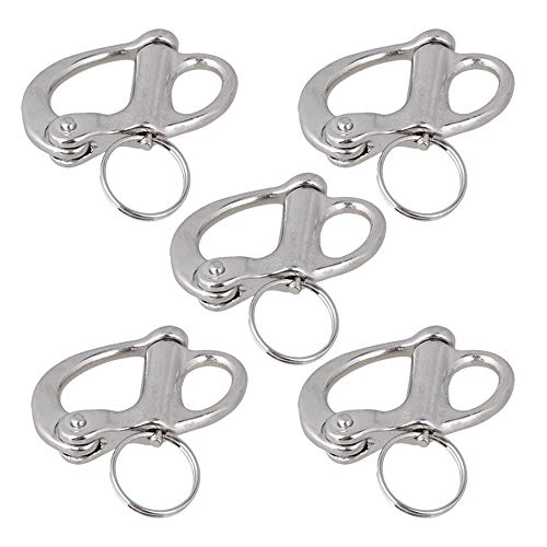 【中古】【未使用・未開封品】CNBTR 35mm 304 Stainless Steel Fixed Snap Anchor Shackle Rigging Silver Fixed Eye Bail with Eye Ring for Sailboat Set of 5