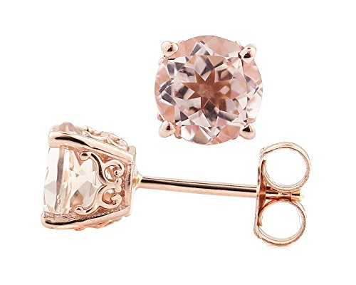 【中古】【未使用・未開封品】ソリッド 14K ローズゴールド モルガナイト スタッドピアス