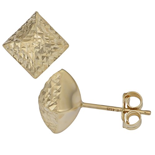 【中古】【未使用・未開封品】Kooljewelry 14Kイエローゴールド 8mm ダイヤモンドカット スクエアスタッドピアス|AJIMURA-SHOP