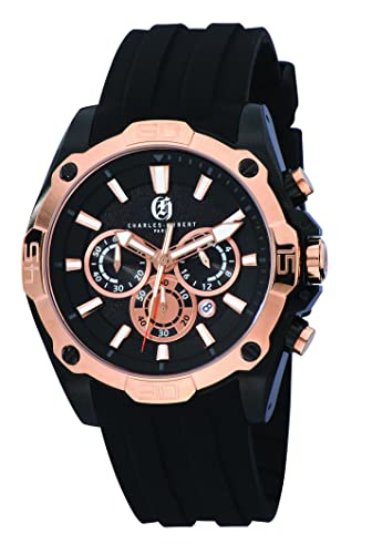 【中古】【未当て嵌める・未開封品】Mens Charles Hubert Stainless Steel Chronograph Black Dial Watch