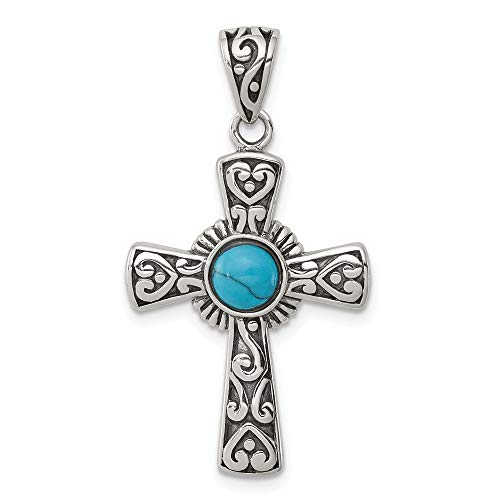 【中古】【未当て嵌める・未開封品】Jewelryweb 925スターリングしろがね色 いぶし工業 人工青緑色 組織宗教的 はりつけ台シャンデリヤ首飾り 亭主もち用 (20粍 x 32粍), 金属元素, 青緑色