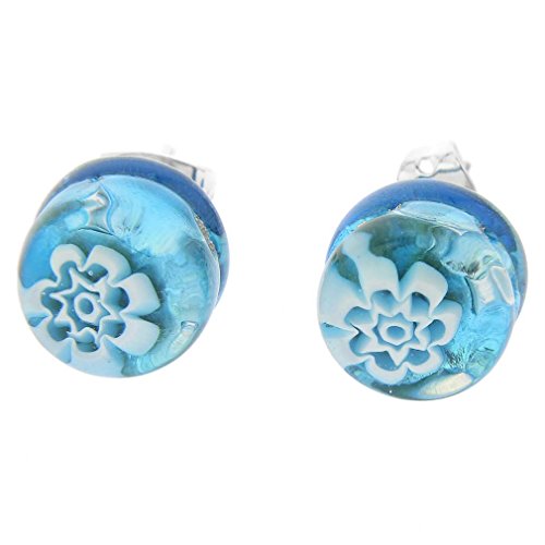 【中古】【未使用・未開封品】GlassOfVenice ムラノガラス ベネチアン反射 ラウンドスタッドイヤリング - アクアシルバー 26,824円