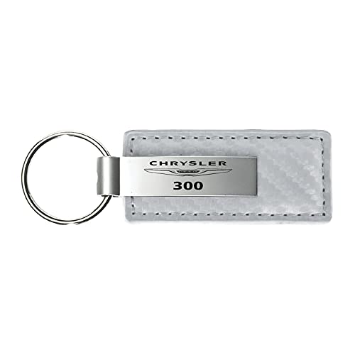 【中古】【未使用・未開封品】クライスラー300ホワイトカーボンファイバーレザーロゴキーチェーン