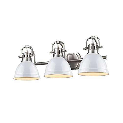 【中古】【未使用・未開封品】Golden Lighting 3602-BA3 PW-WH Duncan - Three Light Bath Vanity, Pewter Finish with White Glass [並行輸入品]
