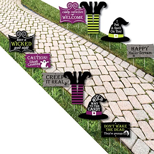 【中古】【未使用・未開封品】Big Dot of Happiness ハッピーハロウィン ? 魔女の芝生のデコレーション ? 屋外ハロウィーンヤードデコレーション ? 10ピース