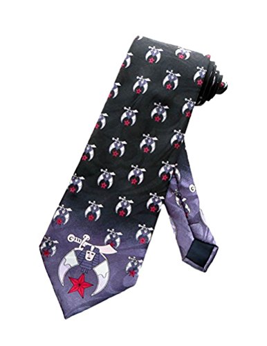 【中古】【未使用・未開封品】Shriners Neck Tie???ブラックとグレー背景ポリエステルLong Tie withマルチShrinersロゴCrest Masonicパターンデザインfor Freemasons|AJIMURA-SHOP