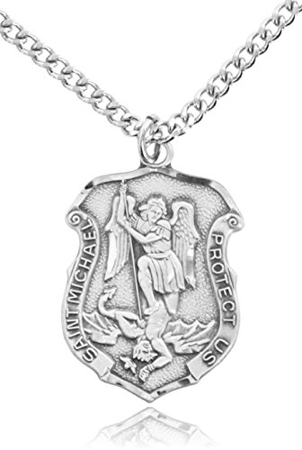 【中古】【未当て嵌める・未開封品】HeartlandメンズSaint Michaelスターリングしろがね色Police遮蔽物Medal
