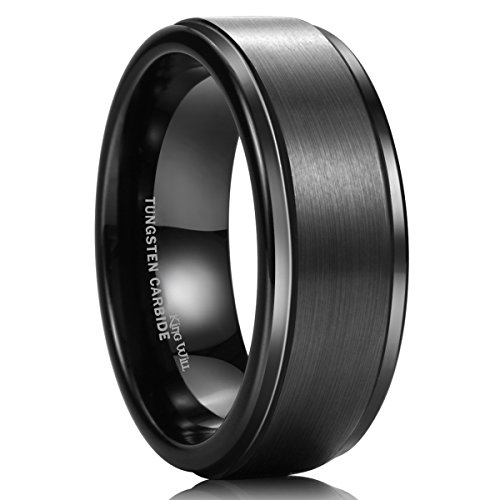 【中古】【未使用・未開封品】King Will ベーシック8mm ブラックタングステンカーバイドリング メンズ ウェディングバンド マット仕上げ 快適フィット, タングステンカーバイ 19,333円