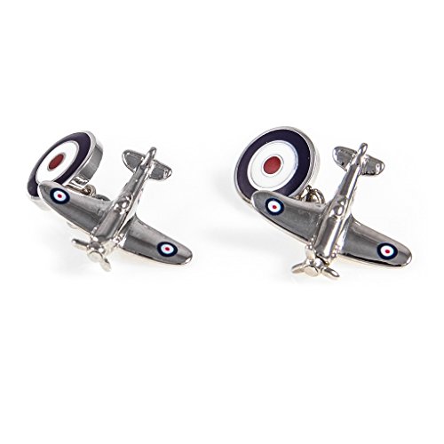 【中古】【未使用・未開封品】mrcuff Spitfire Airplane Planeパイロットペアカフリンクスプレゼンテーションギフトボックス&ポリッシュクロス