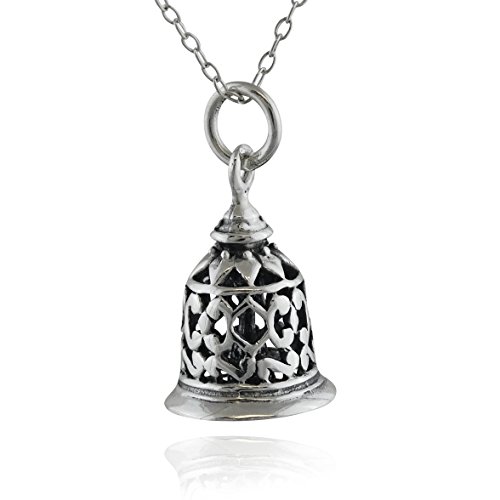 【中古】【未使用・未開封品】Sterling Silver 3D Filigree Working Hand Bell Charm Necklace, 18" Chain, Victorian Style｜AJIMURA-SHOP