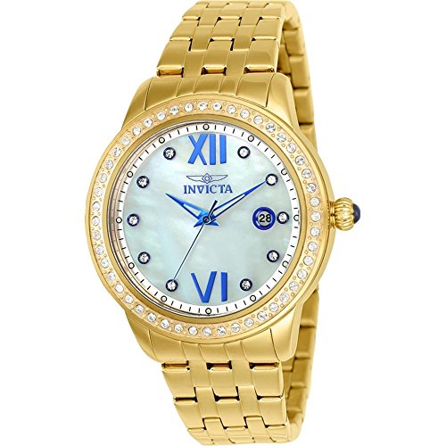 【中古】【未使用・未開封品】Invicta 23662?Women 's Angel Crystal Accented Bezel MOPダイヤルイエローゴールドスチールブレスレット腕時計