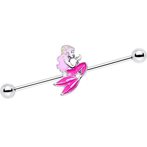 【中古】【未使用・未開封品】ボディキャンディステンレススチールPreciousピンクマーメイドインダストリアルバーベルピアス14ゲージ38?mm|AJIMURA-SHOP