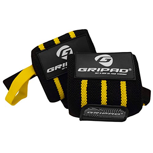 【中古】【未当てはめる・未開封品】Gripad 12in x 3in ウェイトリフティングサポートリストラップ 豪然たるな木鼠落とし穴 おや指繰り返し2個 ウエイトリフティング/パワーリフティ