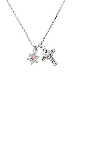 【中古】【未当てはめる・未開封品】Mini Star of David withクリスタルスクロールクロスネックレス、18?\