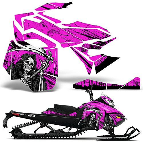 【中古】【未使用・未開封品】卸売 Decals スノーモービル グラフィックキット ステッカー デカール Ski Doo Rev XM 2013-2014 - Reaper V2 ピンク