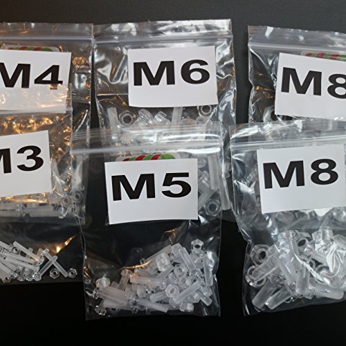 【中古】【未使用・未開封品】Caterpillar レッド 5 x 20、M3、M4、M5、M6、M8 - 透明プラスチックアクリルナット&ボルト - アクリルプラスチックねじ、1/8 x 25/32、5/32 x 2