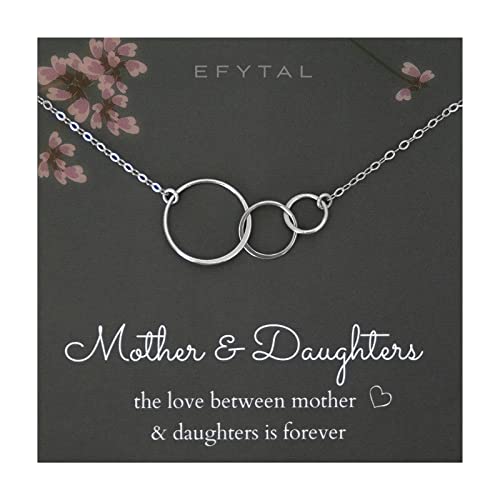 【中古】【未使用・未開封品】EFYTAL Mom 2娘ネックレス スターリングシルバー 3つ インターロッキング インフィニティ トリプルサークル 母の日ジュエリーギフト