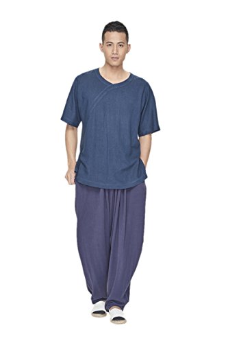 【中古】【未当てはめる・未開封品】ZanYing メンズ瑜伽Taichi Looseズボン下夏心地好い思い入れるズボン下 (L, Blue)