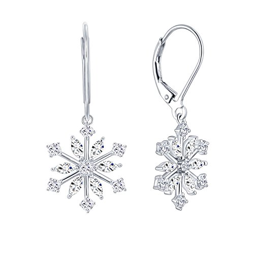 【中古】【未当て嵌める・未開封品】JO WISDOM 925スターリングしろがね色白冬Snowflake Leverback Earrings Drop＆Dangleクリスマス宝飾品