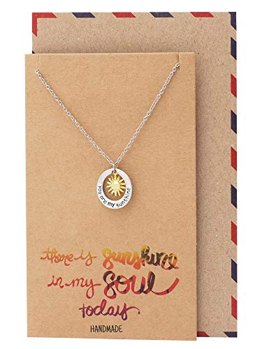 【中古】【未使用・未開封品】Quan Jewelry サンペンダントネックレス You Are My Sunshine 刻印ネックレス Good Vibes チャーム ステンレススチール 2トーン
