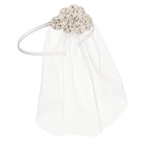 【中古】【未使用・未開封品】Darice David Tutera ビーズ シルバー アップリケ ホワイト チュール ブライダル ヘッドバンド ベール