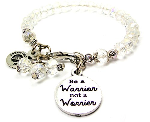 【中古】【未使用・未開封品】ChubbyChicoCharms Be a Warrior Not A Worrierスプラッシュのカラークリスタルブレスレットホワイトで、2.5?"｜AJIMURA-SHOP