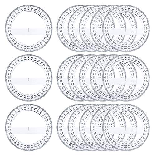 【中古】【未使用・未開封品】24個パック、360度分度器、直径12.5cm (4.92インチ) 、クリスタルクリア