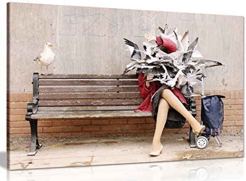 【中古】【未使用・未開封品】Seagulls Attack Banksy Dismaland キャンバス壁アート写真プリント(76.2x50.8cm)