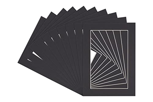 【中古】【未使用・未開封品】5?x 7ホワイト画像マットwithホワイトCore for 4?x 6画像???Fits 5?x 7フレーム 25-Pack w/ Backing & Clear Bags ブラック M148