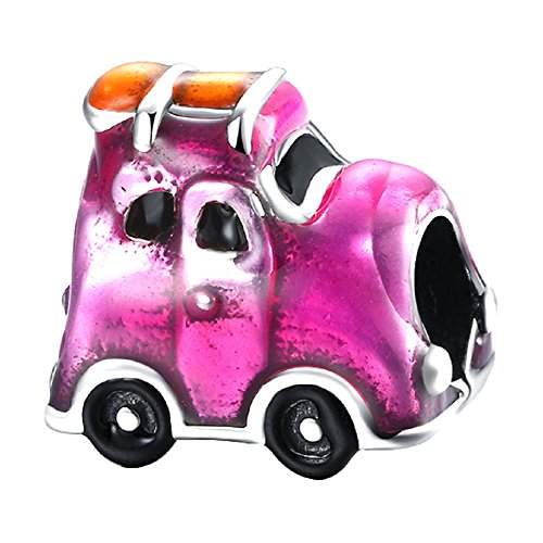 【中古】【未使用・未開封品】ソリッド925スターリングシルバー"ピンクCar "チャームビーズ、ヨーロピアンスネークチェーンブレスレット439163?294|AJIMURA-SHOP