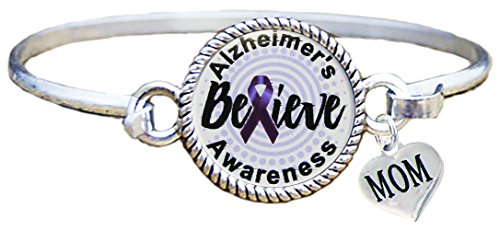 【中古】【未当て嵌める・未開封品】カスタムブレスレットアルツハイマーAwareness Believe MomまたはDad引きつけるのみしろがね色宝飾品