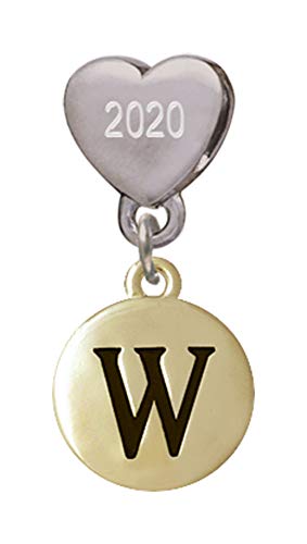 【中古】【未使用・未開封品】Capital Goldtone Letter - W - Pebble Disc - Custom Year ステンレススチール ハートビーズチャーム